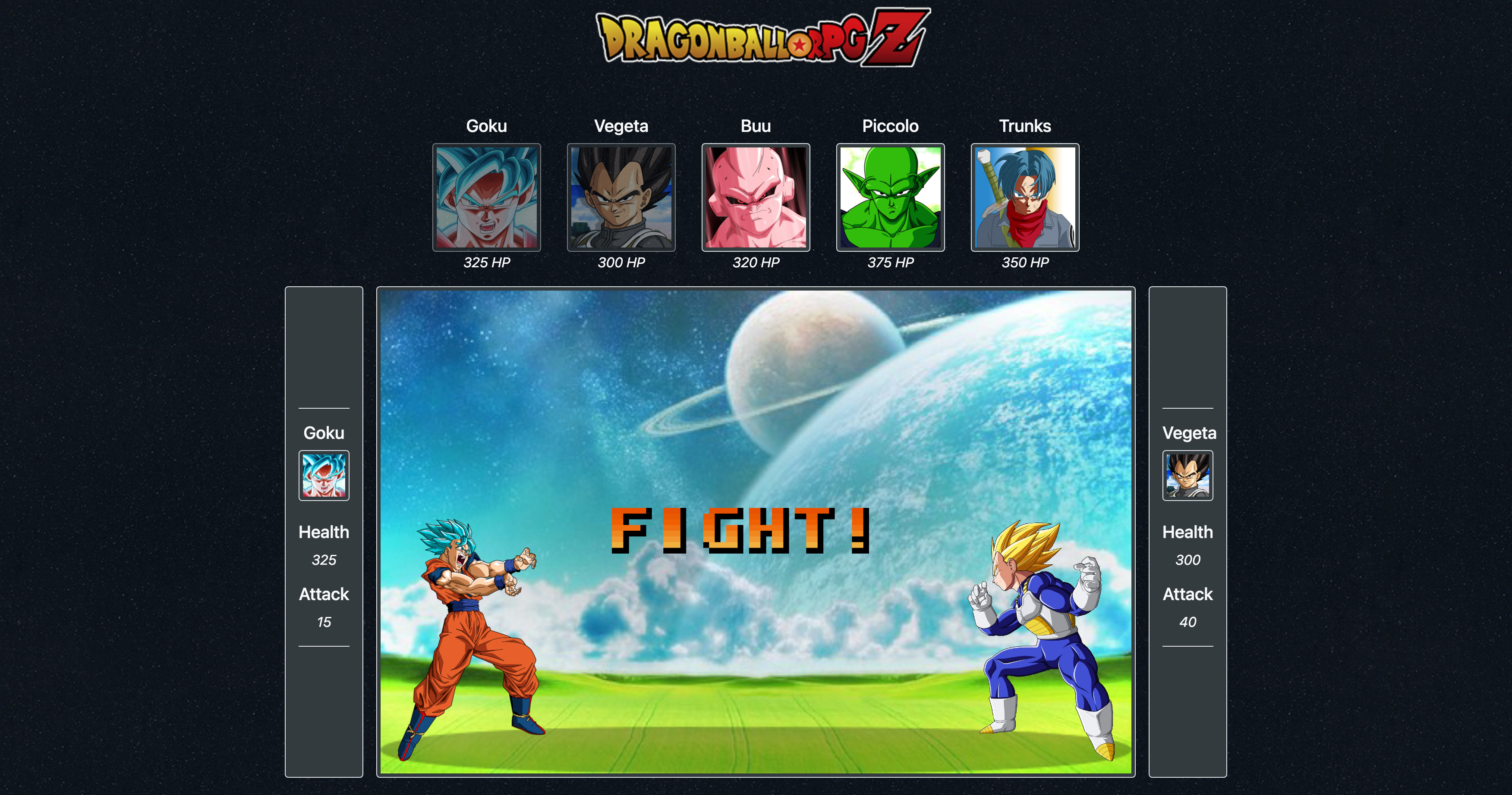 A turn based jQuery RPG using Dragonball Z as the theme. *This was one of the first apps I developed and as such it is not mobile friendly*