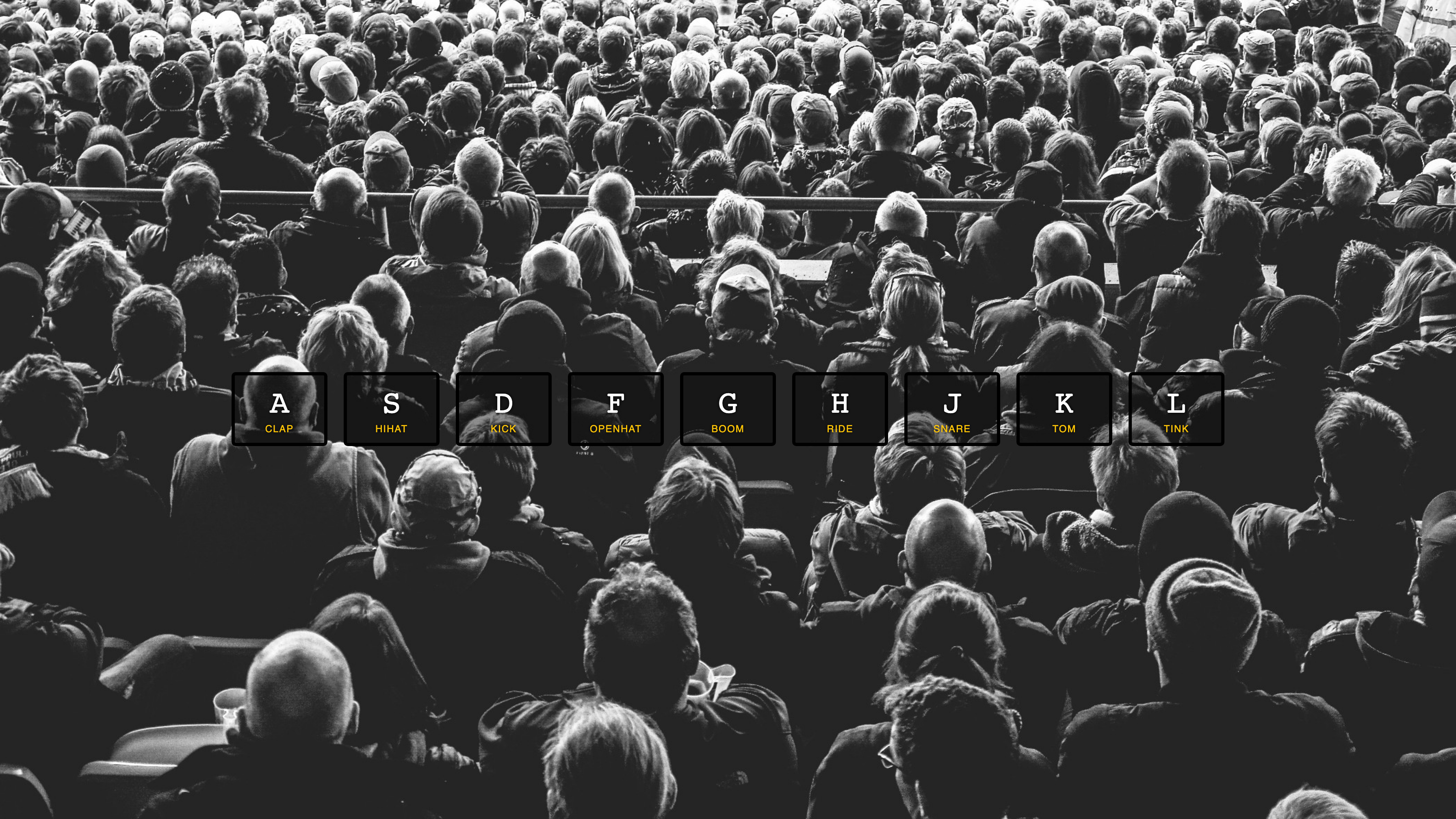 Javascript Drum Kit listens to the keydown & transitionend event to dynamically play audio clips and animate elements.